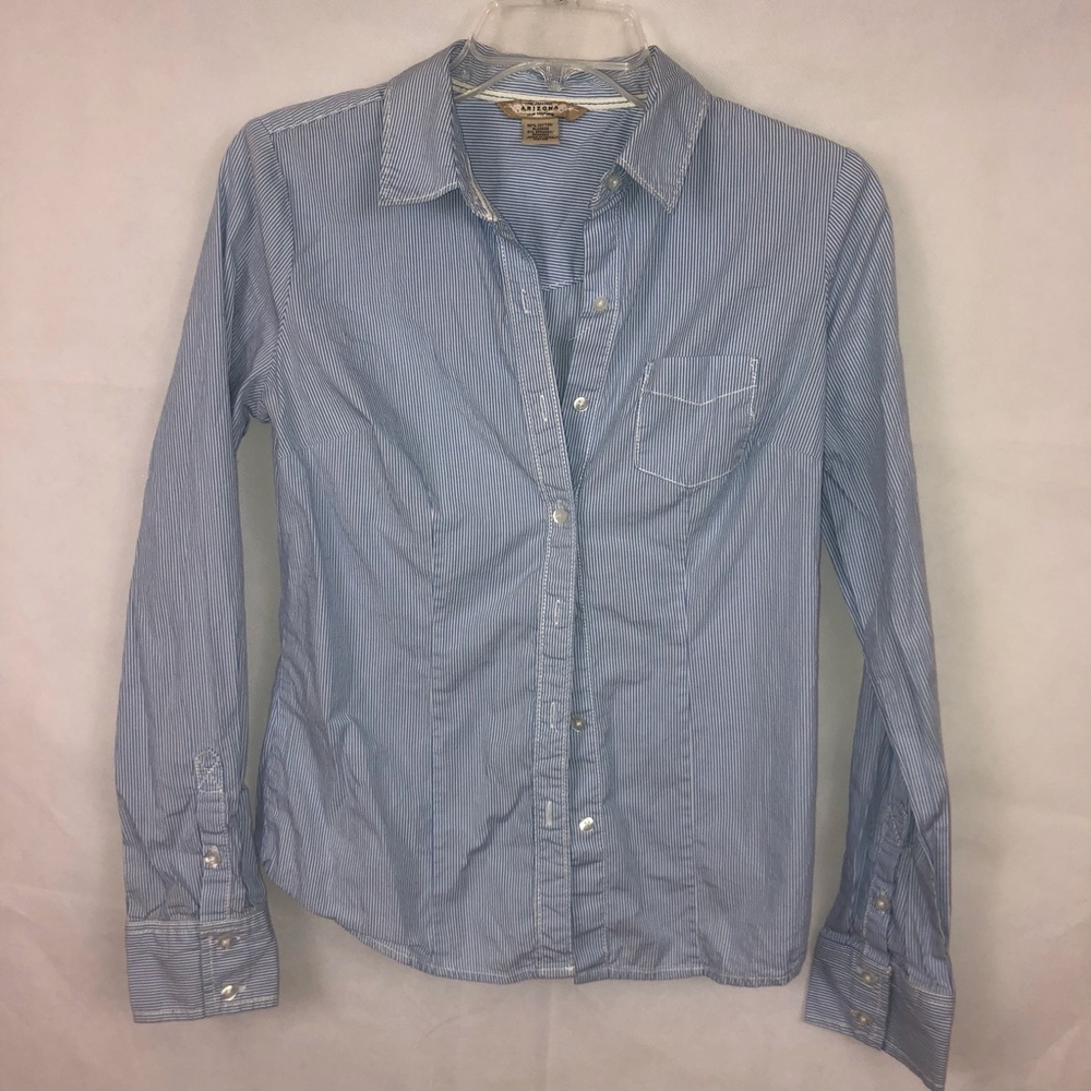 Arizona Jeans Co Blue White Striped Button Size M
